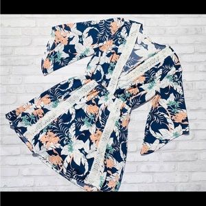 ILLA ILLA Floral BoHo Navy Lace Dress coverup Small